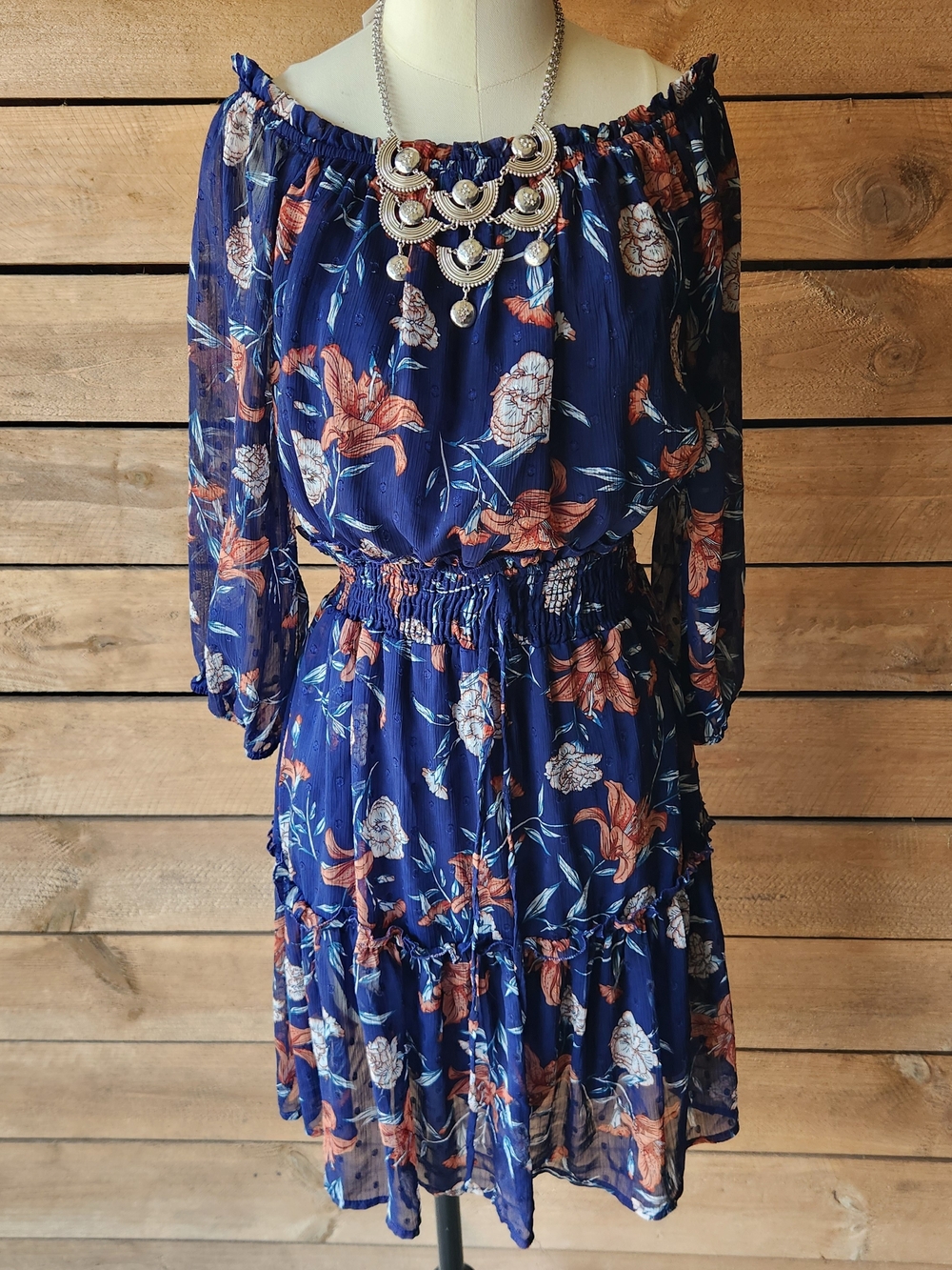 Ryan Michelle Dress M Tiered Ruffle Smocked Peplum Floral